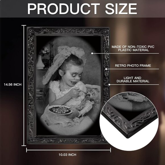 Halloween Decoration Scary Indoor Wall Decor, 3Pack 3D Changing Face Moving Pict - Picture 5 of 7